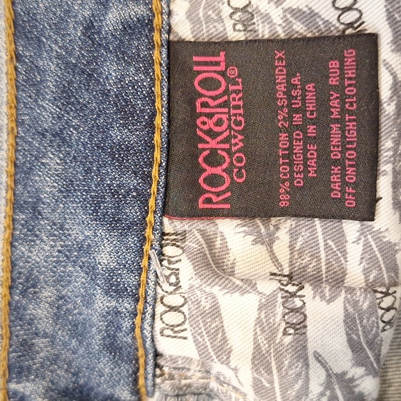 Rock & Roll Cowgirl Peplum Frayed Jean Skirt Festival Sz 31 Western Blue‎ Denim - Picture 8 of 9